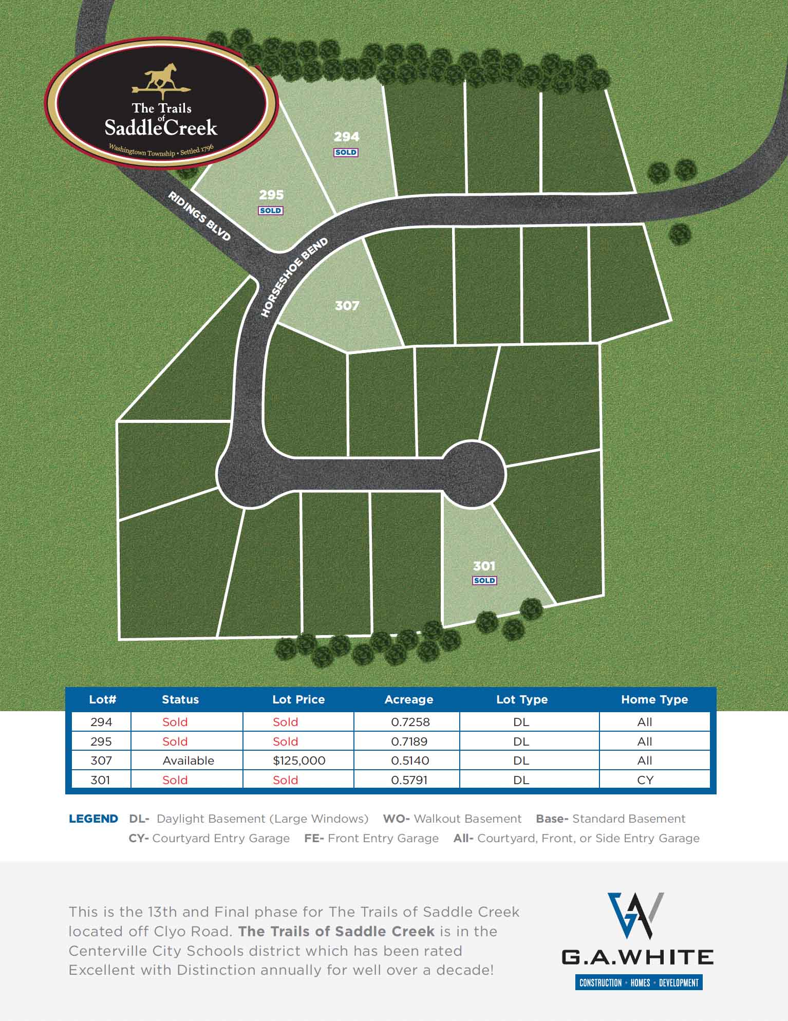 Lot Map of Saddle Creek